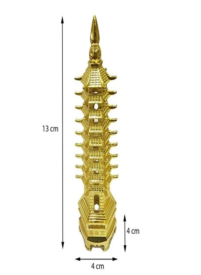 RCW Feng Shui Vastu Education Pagoda Tower 9 Layers Education Skills, Students Memory & Concentration Study Desk Table Rakshabandhan Gifting Brother Sister (Metal Golden Finish, 13 Cm) - Image 4